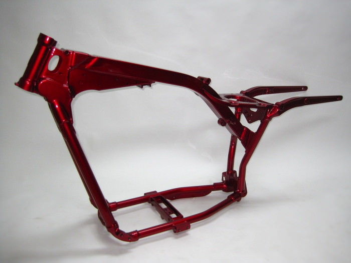 ハーレーダビッドソンフレーム塗装：ダイヤモンドコーティング（３コートキャンディー）