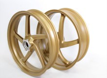 バイクホイール塗装：ゴールドパウダーコート