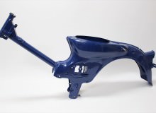 ホンダカブフレーム塗装：パウダーコート