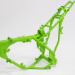 カワサキKSR80フレーム塗装：パウダーコート（ライムグリーン）